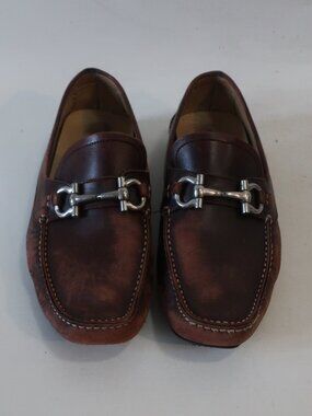 Salvatore Ferragamo Brown Pebble Leather Lace Up Sleek Square Oxfords Shoes Salvatore Ferragamo Brown Pebble Leather Lace Up Sleek  main image 4